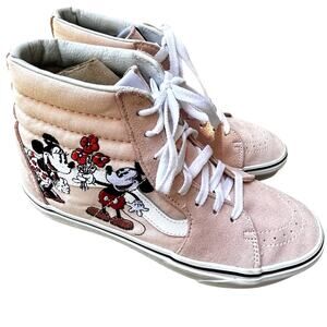 Size 9 women- VANS Disney x Sk8- High Mickey & Minnie Flowers Peach 7.5men